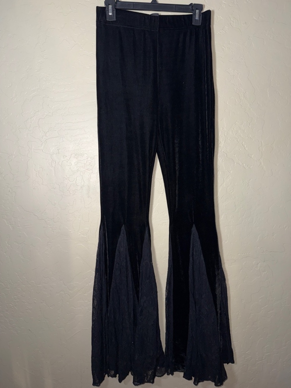 Killstar night stalker bell flare lace panel pants pull on velvet pants medium